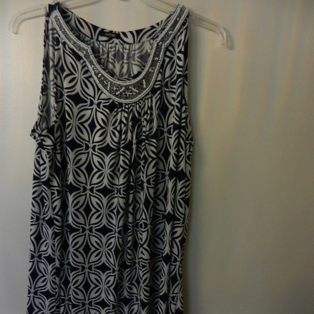 APT 9, Pearl EMBELLISED COLLAR SHIFT Dress NAVY